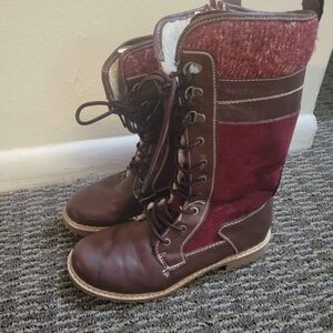 Stylish Brown and Red Women's Boots